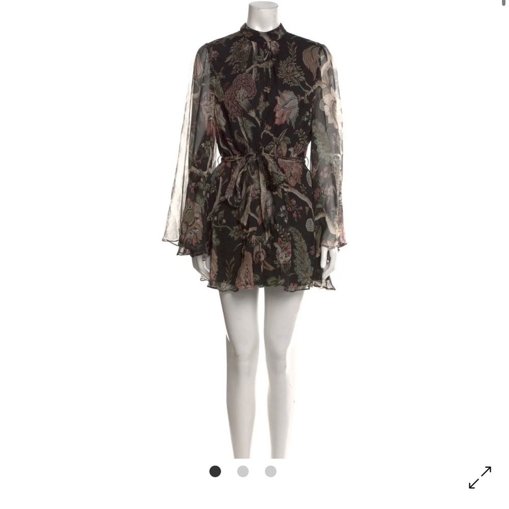 Zimmermann Black and Tan Ruffled Tiered Sheath Dress
